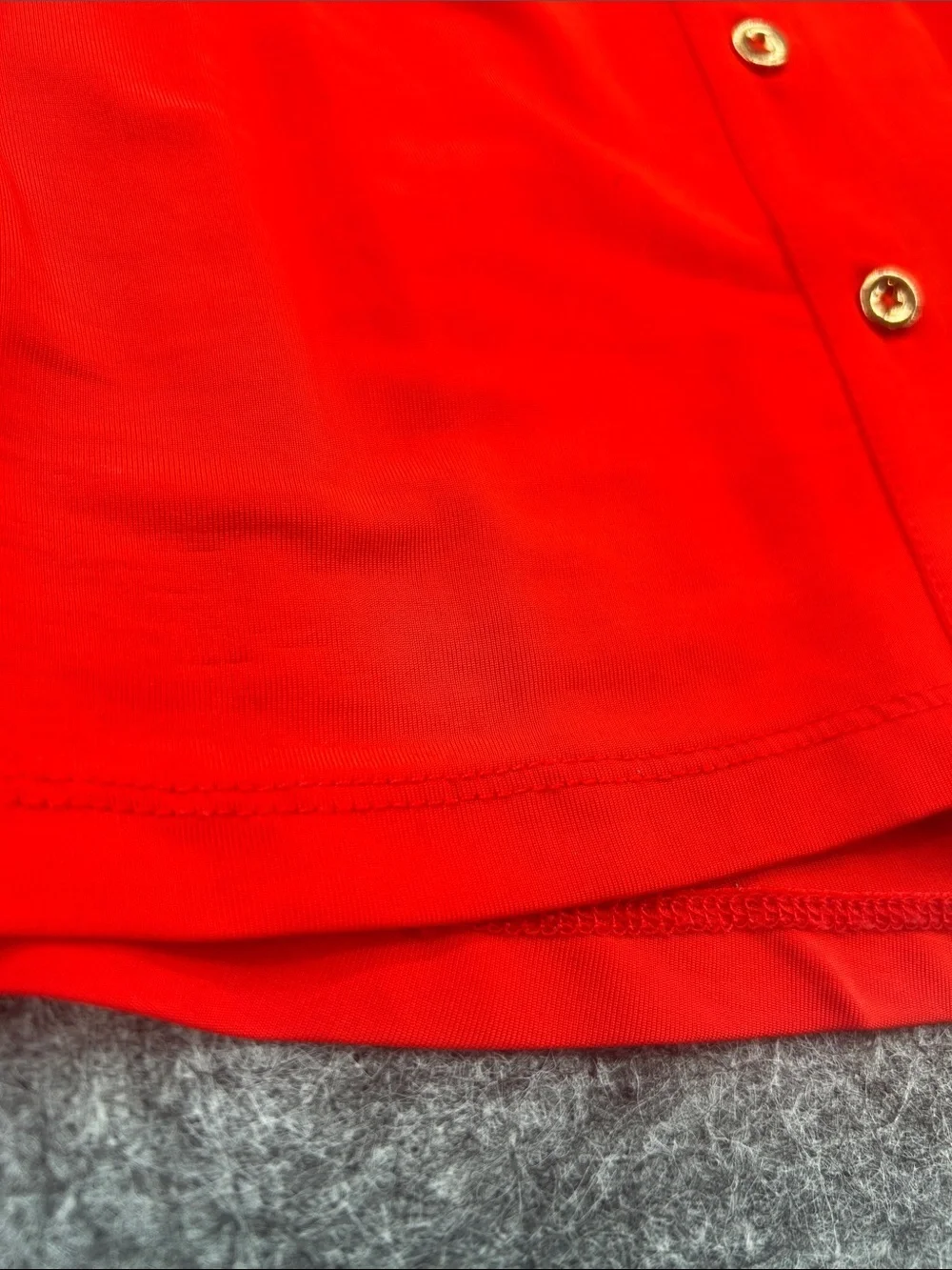 Bebe Red Button Front Peplum Blouse XS Stretch Collared Top